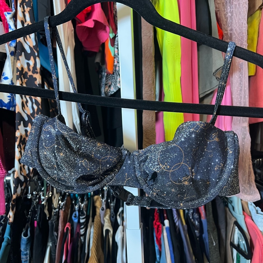 NWOT Blackbough x ur mom Ashley collab galaxy swim top sparkly black